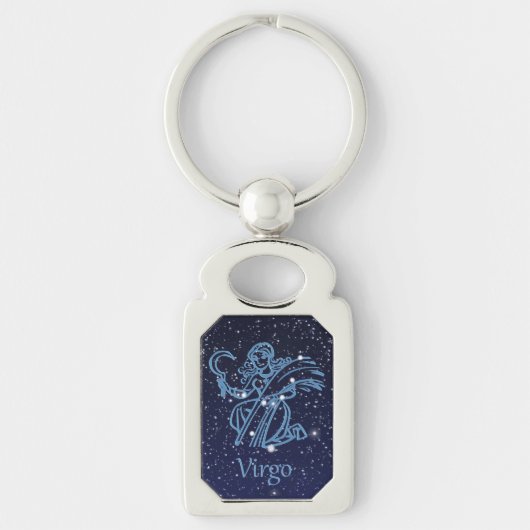 Porte-clés Symbole Virgo Constellation & Zodiac avec étoiles (Devant)