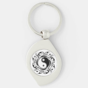 Porte-clés Symbole Yin & Yang Tatouage Noir et Blanc