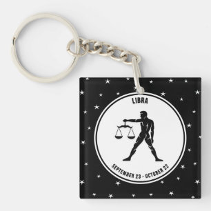 Porte-clés Symbole Zodiac de Libra, Porte - clé noir et blan
