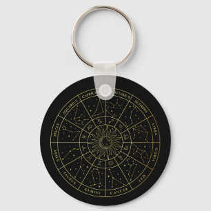 Porte-clés Symbole Zodiac horoscope constellations carte or