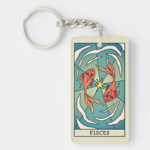 Porte-clés Symbole Zodiaque Pisces Art Abstrait Vintage