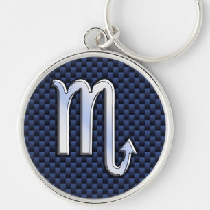 Porte-clés SYMBOLE Zodiaque Scorpio Marine Bleu en fibre de c