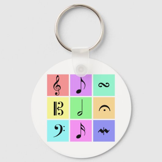 Porte-clés symboles de musique pastel (Recto)
