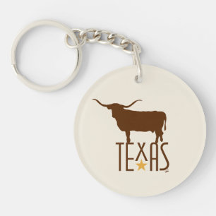 Porte-clés Symboles du Texas, Longhorn, marron