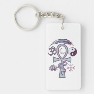 Porte-clés Symboles sacrés - Ankh, serpent et équilibre cosmi
