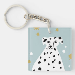 Porte-clés Sympa Chien Dalmatien Illustration Abstraite
