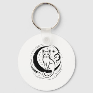 Porte-clés T Calme Chat Lotus Fleur Yoga Méditation Enthousia