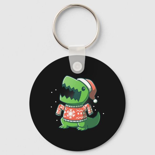 Porte-clés T-Rex Christmas Fun Dinosaur Saurus moche (Recto)