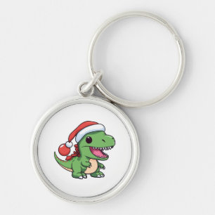 Porte-clés T-Rex dinosaure Kawaii en chapeau de Noël