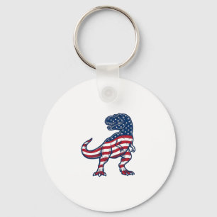 Porte-clés T-Rex patriotique Drapeau américain Design de dino
