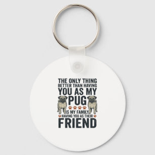 Porte-clés T-shirt à gravure vintage ami famille Pug drôle De