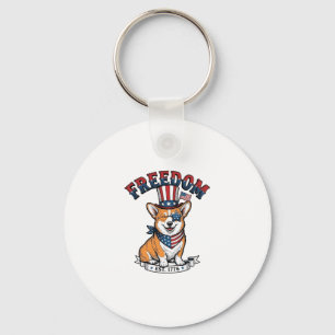 Porte-clés T-Shirt à gravure vintage Corgi patriotique de la