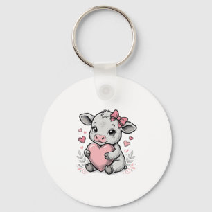 Porte-clés T-shirt avec gravure vintage coeur de bébé vache m