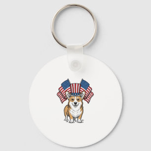 Porte-clés T-shirt avec gravure vintage de chien Corgi patrio