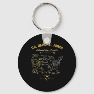 Porte-clés T Shirt Carte Parcs Nationaux Camping Femmes Homme