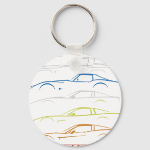 Porte-clés T-Shirt Chevrolet Corvette Noir avec 1953-2019 Mod