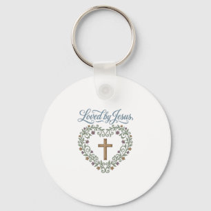Porte-clés T-shirt chrétien à croix florale aimé de Jésus Des