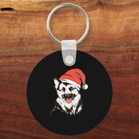 Porte-clés T-shirt classique berger allemand de Noël (Recto)