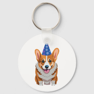Porte-clés T-shirt classique Corgi bleu Anniversaire