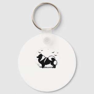 Porte-clés T-shirt classique silhouette de lune d'Halloween d