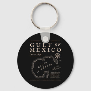 Porte-clés T-shirt col en V carte historique du golfe du Mexi