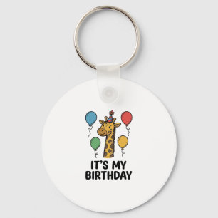 Porte-clés T-shirt de fête d'anniversaire de girafe mignon De