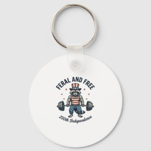 Porte-clés T-shirt de musculation de Raton Laveur Patriotique