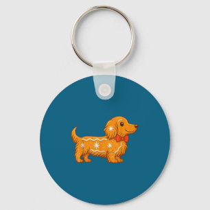 Porte-clés T-shirt de Noël au pain d'épice pour teckel à long