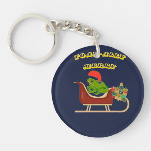 Porte-clés T-shirt de Noël grenouille totalement joyeuse