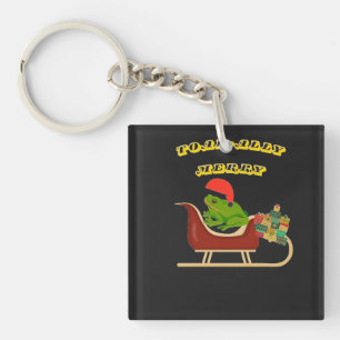 Porte-clés T-shirt de Noël grenouille totalement joyeuse