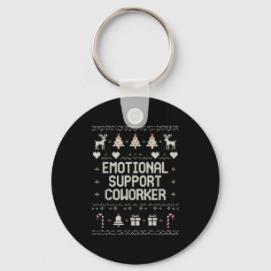Porte-clés T-shirt de Noël moche drôle de collègue de soutien