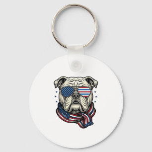 Porte-clés T-shirt design vintage gravure de bouledogue patri