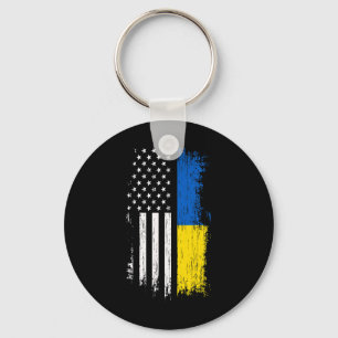 Porte-clés T Shirt Drapeau Américain Ukrainien - Fierté Ukrai