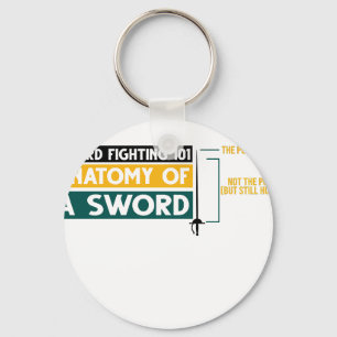 Porte-clés T-shirt drôle d'anatomie d'escrime combat à l'épée