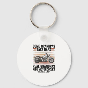 Porte-clés T-shirt drôle de grand-père moto gravure vintage