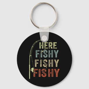 Porte-clés T-shirt drôle de pêche Me voici-poisson B Papa Fem