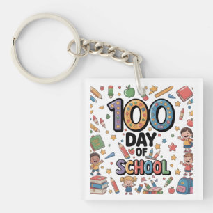 Porte-clés T-Shirt Fun du 100ème Jour d'École Enfants Color