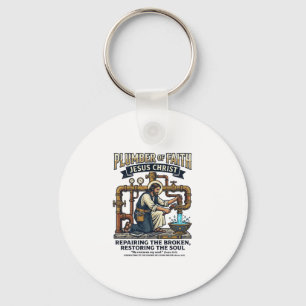 Porte-clés T-shirt graphique Jésus Plombier Art chrétien_1