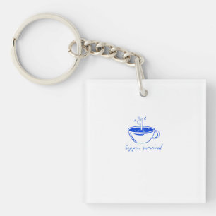 Porte-clés T-shirt graphique minimaliste "Sippin Survival"