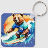 Porte-clés T-shirt ours à surf drôle (Dos)