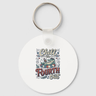 Porte-clés T-shirt patriotique Chill The Fourth Out Alligator