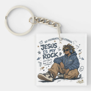 Porte-clés T-shirt pour femmes ADOM "Jésus est mon roc"