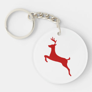 Porte-clés T-shirt Reindeer Jump Noël Silhouette rouge