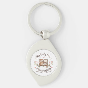 Porte-clés T-shirt rose « My Only One » Anniversaire Chouette
