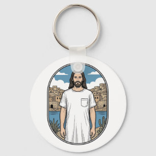 Porte-clés T-Shirt Scénique Figure Spirituelle Gravure Vintag