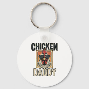 Porte-clés T-shirt vectoriel vintage drôle de papa poulet_1