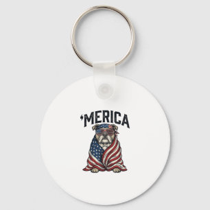 Porte-clés T-shirt vectoriel vintage 'Merica Bulldog patrioti