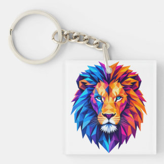 Porte-clés T-Shirt Vibrant Art Lion Géométrique