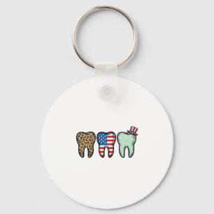 Porte-clés T-shirt vintage léopard dentiste patriotique Desi