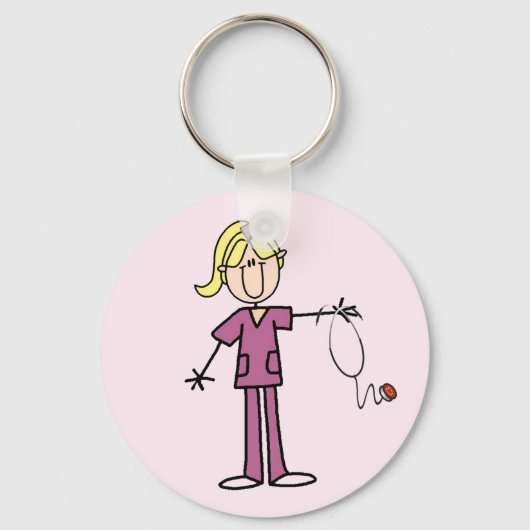 Porte-clés T-shirts Blond Female Stick Figure Nurse (Recto)